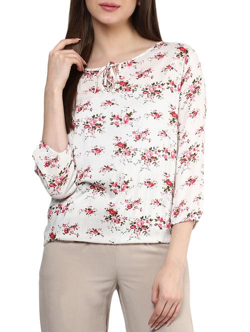 white rayon printed top - 11455568 - Very Small Image - 1