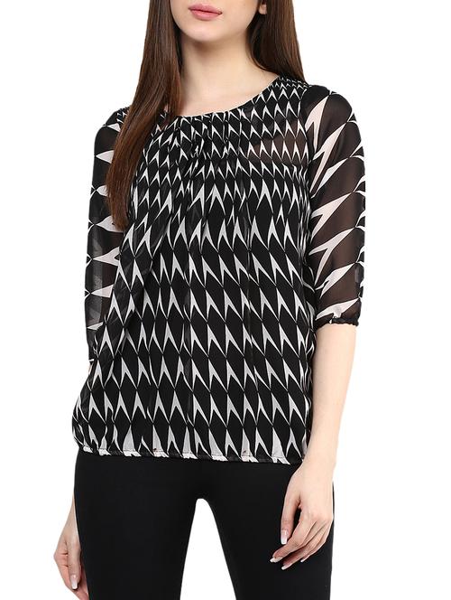 black poly georgette printed top - 11455594 - Very Small Image - 1
