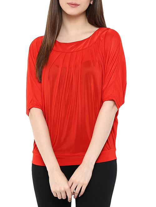 solid red viscose top - 11455647 - Very Small Image - 1