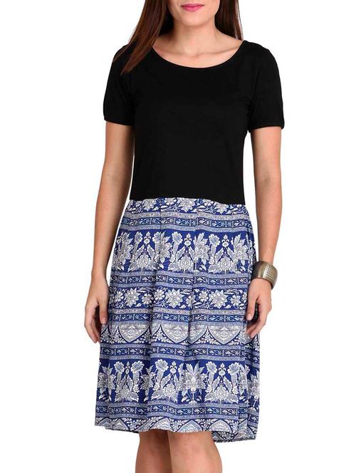 blue colored printed dress - 11455809 - Very Small Image - 1