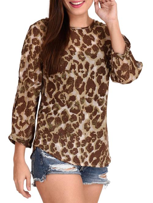 brown colored, animal printed top - 11455820 - Very Small Image - 1