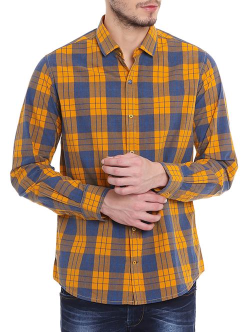 yellow cotton casual shirt - 11456153 - Very Small Image - 1