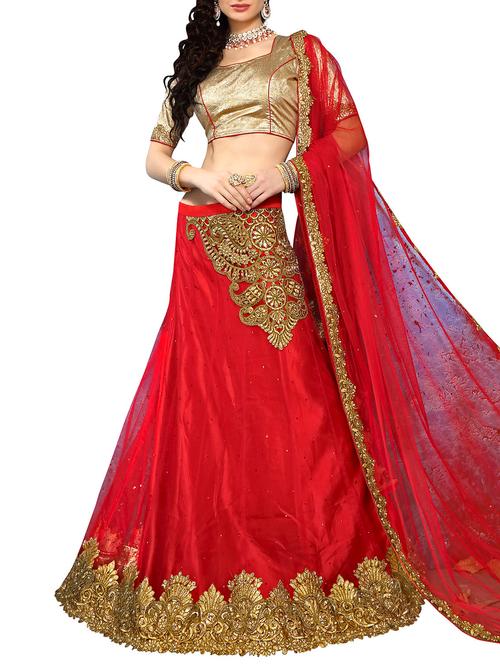 red net lehenga - 11456281 - Very Small Image - 1