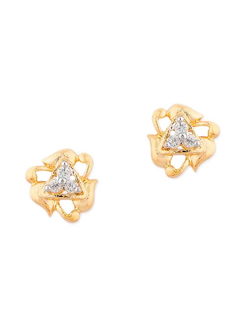 silver embellished gold plated stud earrings - 11456373 - Very Small Image - 1