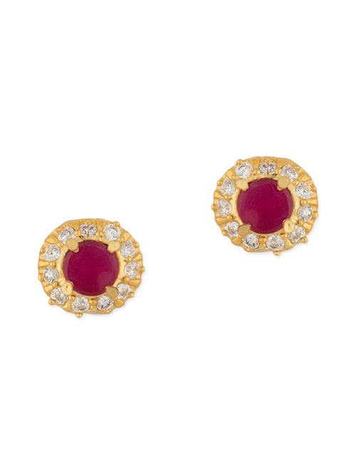 maroon embellished gold plated stud earrings - 11456394 - Very Small Image - 1