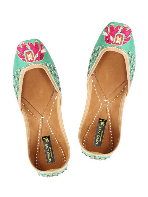 sea-green embellished leather mojris - 11456422 - Very Small Image - 1