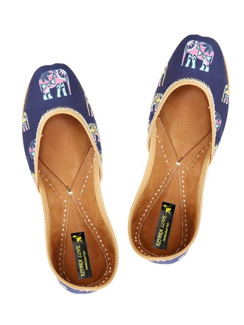 indigo elephant printed leather mojris - 11456428 - Very Small Image - 1