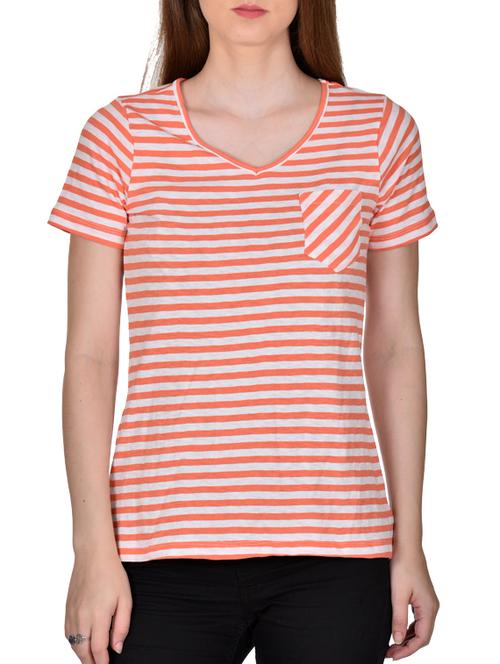 women's striped v neck t-shirt - 11456535 - Very Small Image - 1