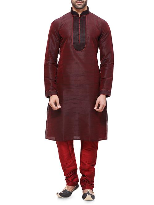 wine cotton kurta pyjama set - 11458836 - Very Small Image - 1