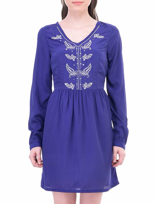 blue polyester aline dress - 11459203 - Very Small Image - 1
