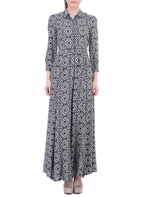 navy blue viscose shirt dress - 11459206 - Very Small Image - 1