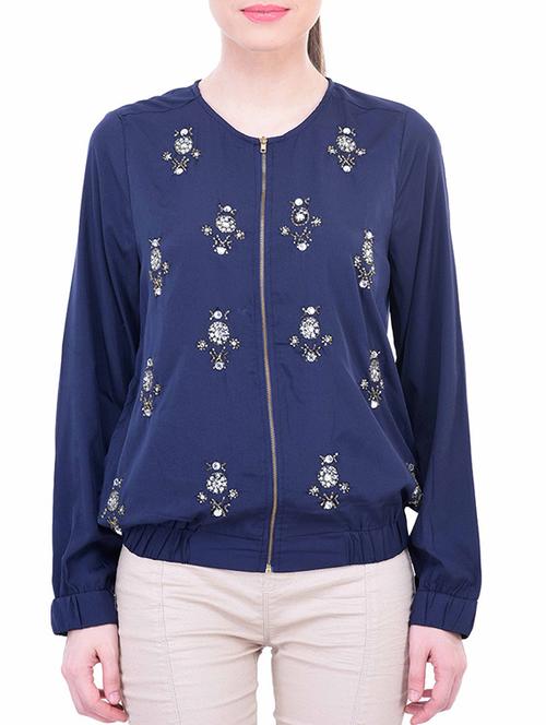 blue polyester bomber jacket - 11459223 - Very Small Image - 1