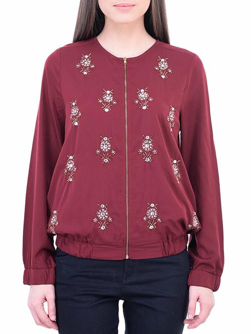 red embellished bomber jacket - 11459225 - Very Small Image - 1