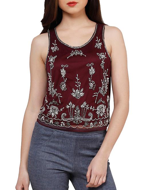 red embellished crop top - 11459498 - Very Small Image - 1