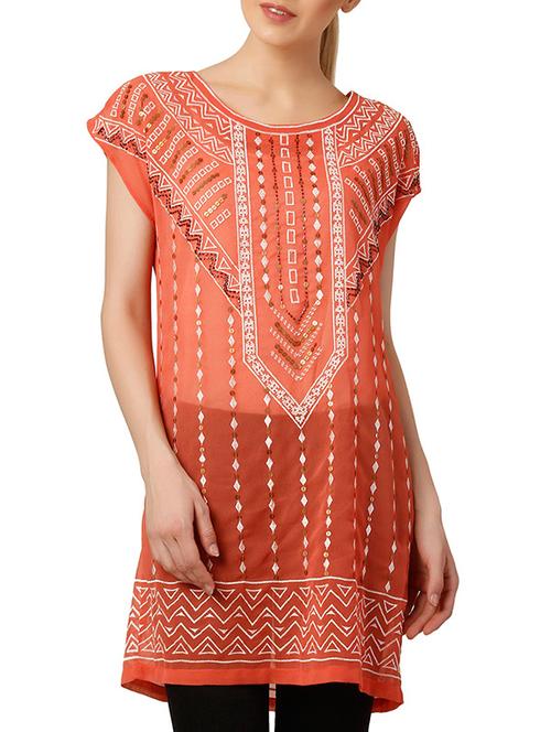 orange printed tunic - 11459646 - Very Small Image - 1