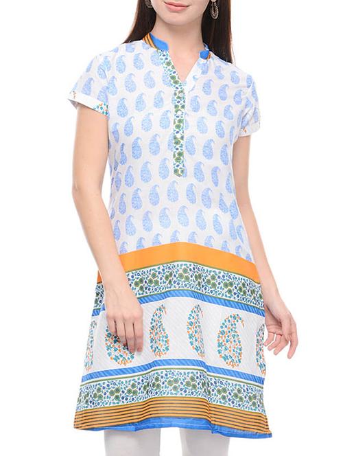 white rayon straight kurta - 11460152 - Very Small Image - 1