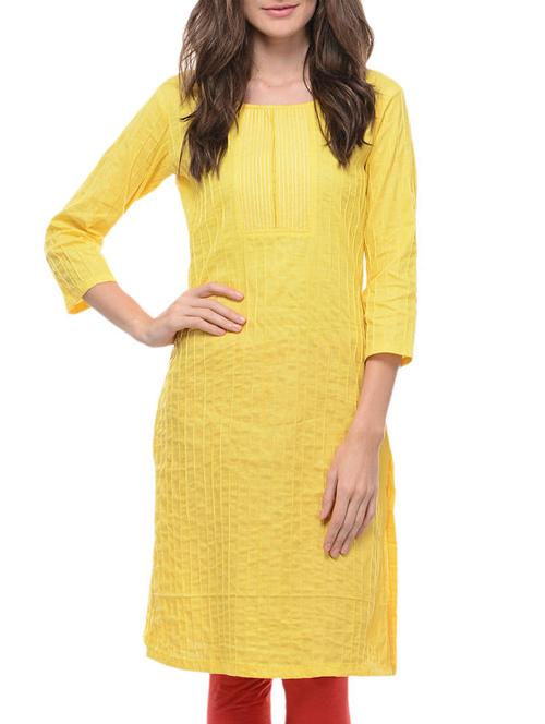 yellow rayon solid kurta - 11460178 - Very Small Image - 1