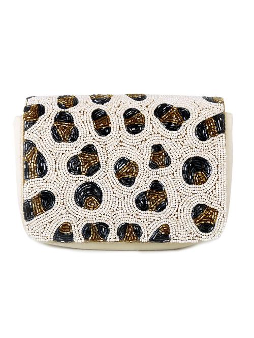 white color, cotton clutch with beads and cut dana - 11460214 - Very Small Image - 1