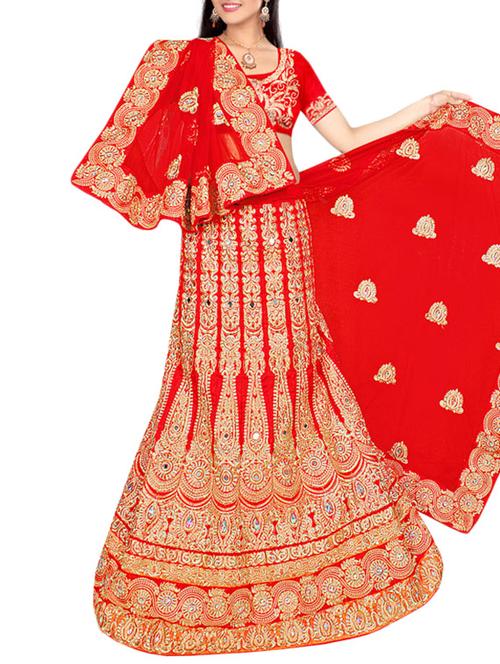red net embroidered bridal lehenga - 11460381 - Very Small Image - 1