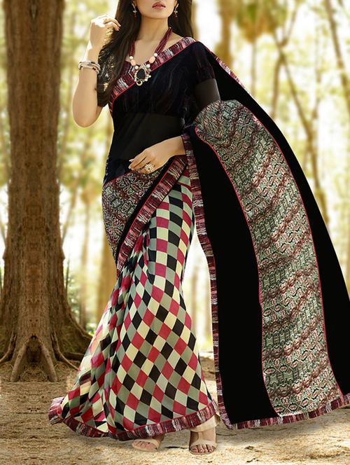 multi colored georgette printed saree - 11460887 - Very Small Image - 1