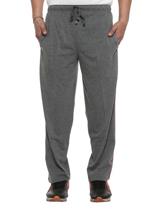 grey solid full length track pant - 11461378 - Very Small Image - 1