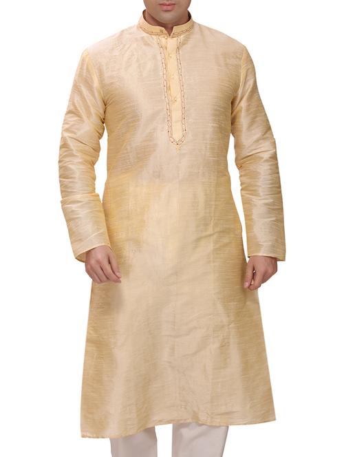 beige cotton kurta pyjama set - 11461480 - Very Small Image - 1
