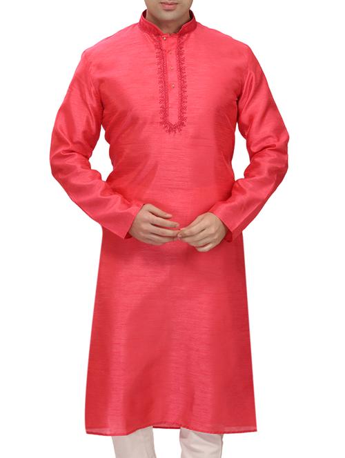 solid pink cotton kurta - 11461482 - Very Small Image - 1