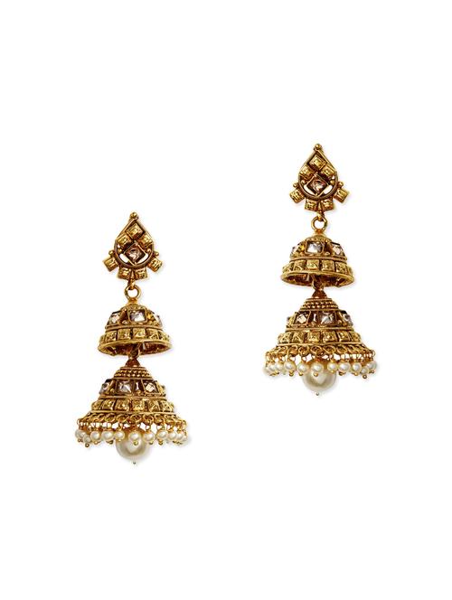golden metal drop earring - 11462354 - Very Small Image - 1