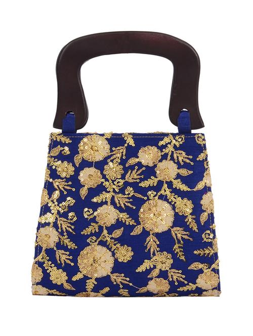 blue silk embroidered clutch - 11462789 - Very Small Image - 1