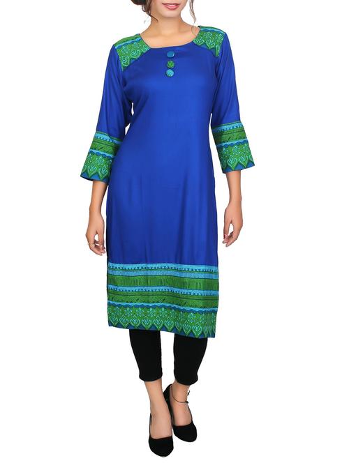 blue viscose kurta - 11465025 - Very Small Image - 1