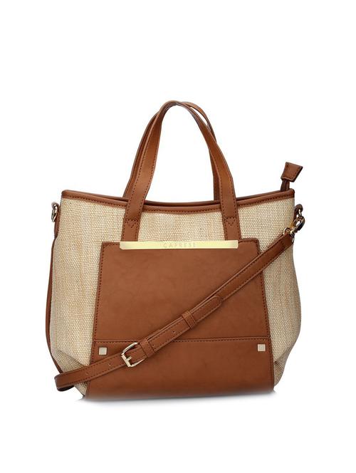 brown leatherette handbag with jute detailing - 11466904 - Very Small Image - 1