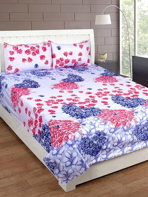 bsb trendz printed poly cotton double bed sheet with 2 pillow covers - 11467007 - Very Small Image - 1