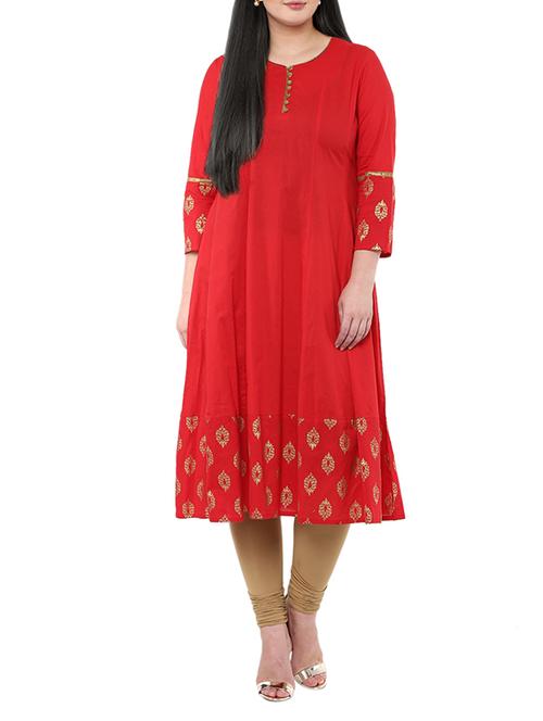 red cotton kurta - 11467876 - Very Small Image - 1