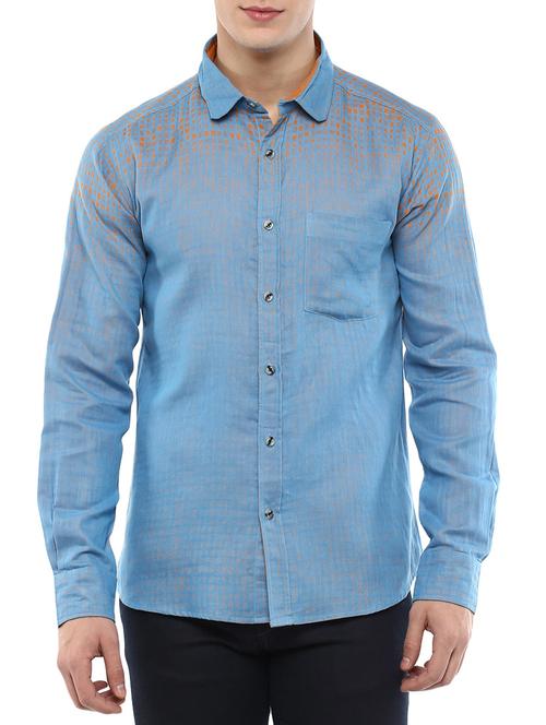 blue color, cotton printed casual shirt - 11468318 - Very Small Image - 1