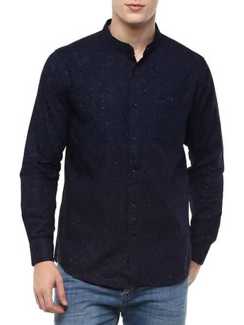 navy blue cotton casual shirt - 11468325 - Very Small Image - 1