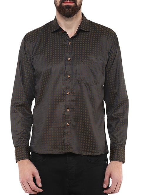 grey brown color, cotton casual shirt - 11468371 - Very Small Image - 1