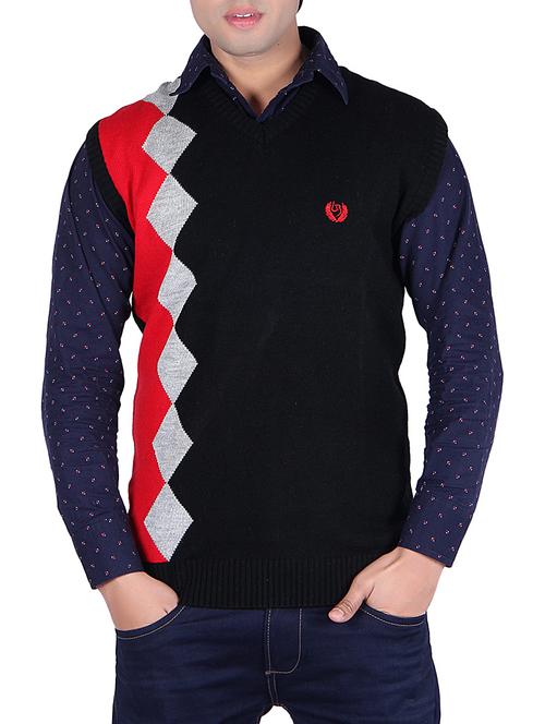 v neck self design pullover  - 11470091 - Very Small Image - 1