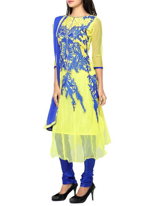 yellow georgette embroidered  dress material - 11471733 - Very Small Image - 1