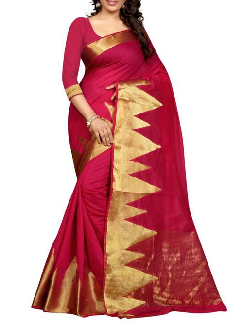 pink cotton woven saree with blouse - 11475889 - Very Small Image - 1