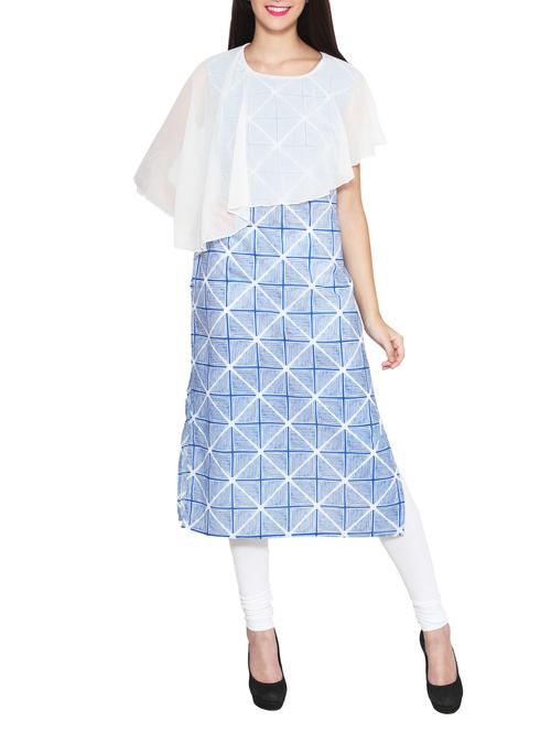 blue color, cotton printed long kurta - 11476523 - Very Small Image - 1