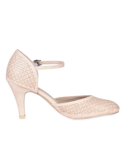 geometric cut work cone heel beige sandals - 1147733 - Very Small Image - 1