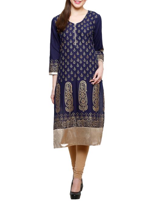 straight block printed kurta - 11477697 - Very Small Image - 1