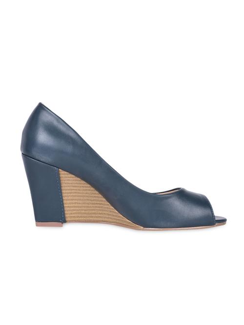 Solid Blue Peep Toe Wedges - 1147813 - Very Small Image - 1