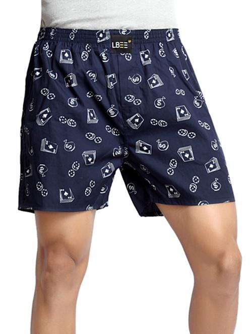 navy blue cotton printed boxer - 11478370 - Very Small Image - 1