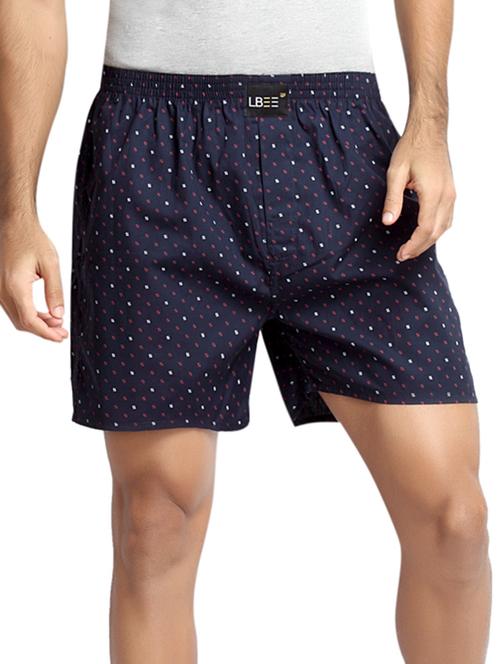 navy blue cotton printed boxer - 11478372 - Very Small Image - 1