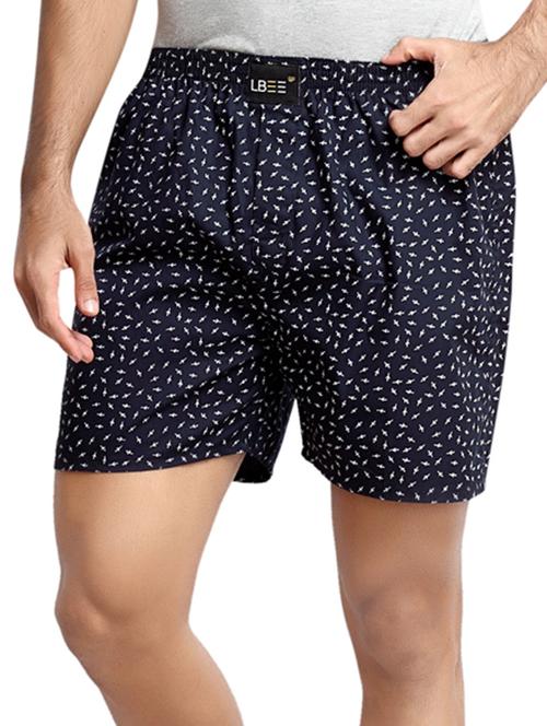 navy blue cotton printed boxer - 11478377 - Very Small Image - 1