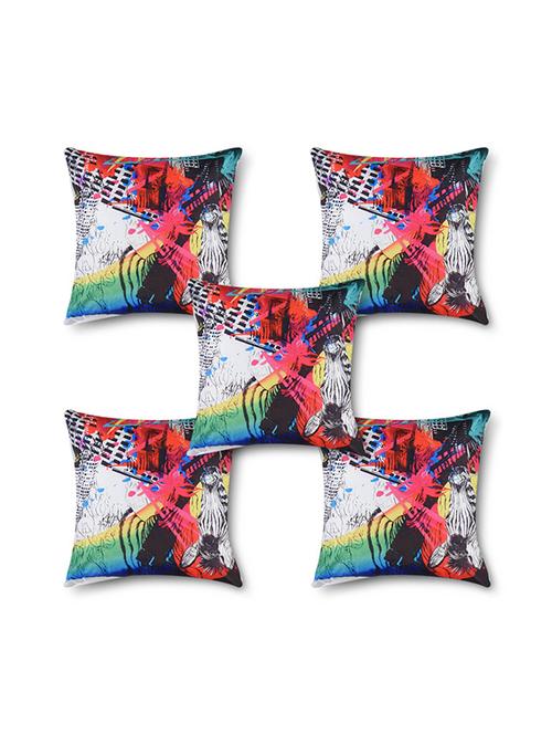 pop art multi color cushion cover 16"x16" 5 pcs set - 11481582 - Very Small Image - 1