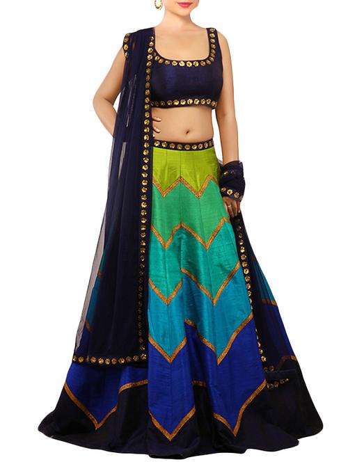 multi colored art silk lehenga - 11483241 - Very Small Image - 1
