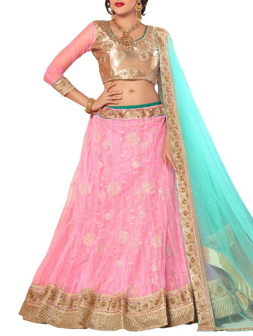 pink net lehenga - 11484024 - Very Small Image - 1