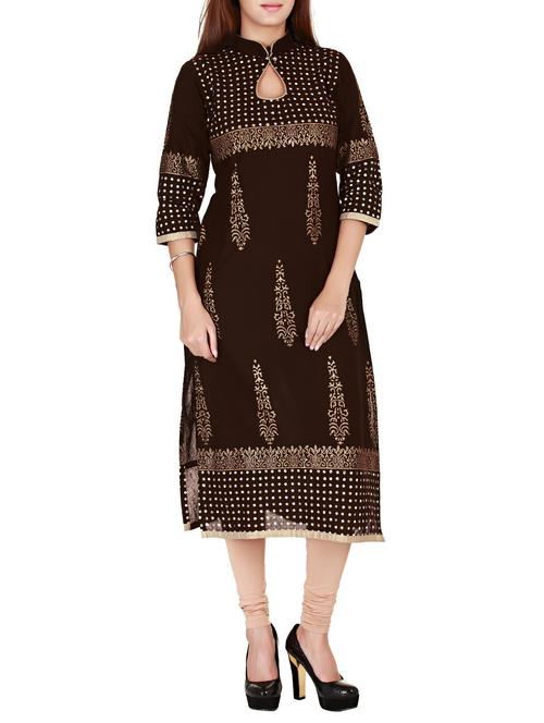 gold printed kurta - 11487188 - Very Small Image - 1